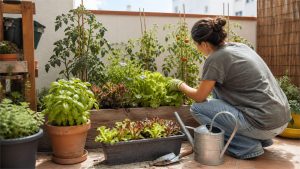 Huerto en casa para principiantes con plantas en macetas