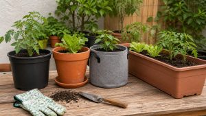 Tipos de macetas para cultivar hortalizas en un huerto urbano